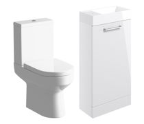 Bathroom Bundle | Volta 410mm F/S Basin Unit & C/C Toilet Pack - White Gloss