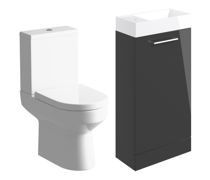 Bathroom Bundle | Volta 410mm F/S Basin Unit & C/C Toilet Pack - Anthracite Gloss