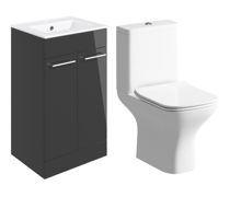 Bathroom Bundle | Volta 510mm Floor Standing Unit & Close Coupled WC Pack - Anthracite Gloss