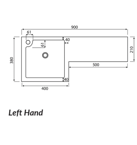 Lili Furniture Range - 900 Left Hand Basin