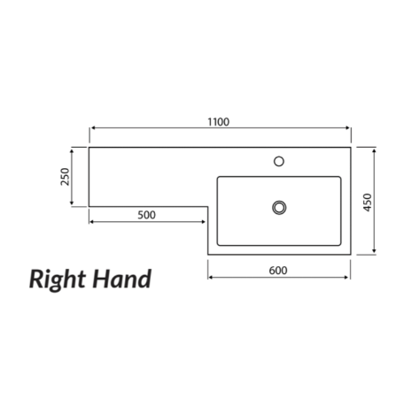 Waterguard Furniture Range - 1100 Right Hand Basin