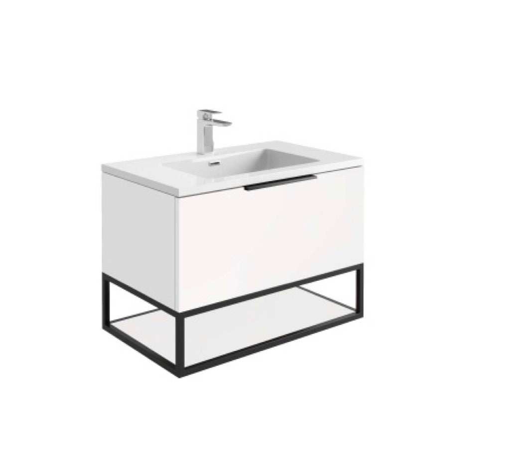 Ambience Furniture Range - Black Frame With Dual Colour Shelf 80x48