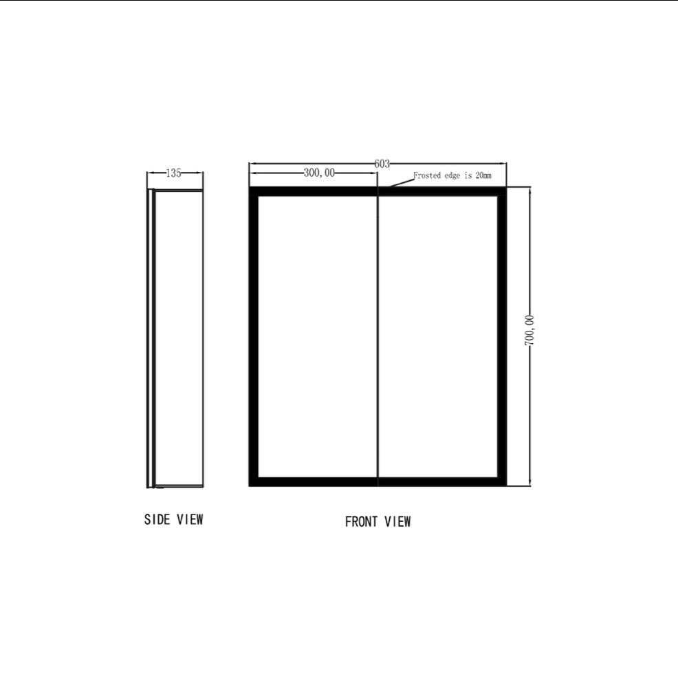 Mirrors - Mia LED Mirror Cabinet 600x700mm