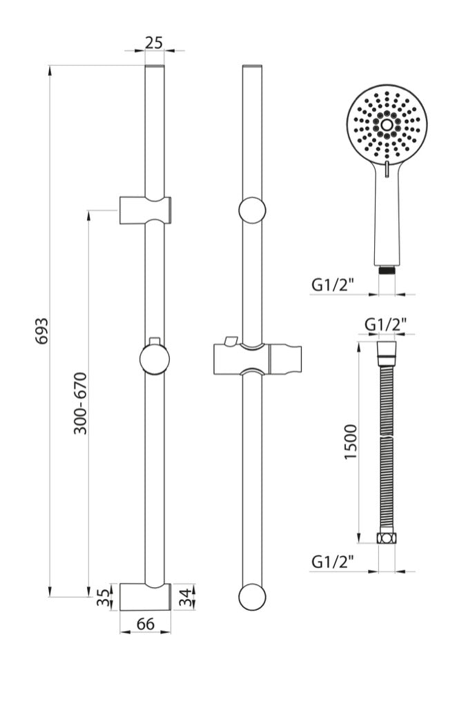 Slide Rail Kits - Middleton Chrome Riser Rail