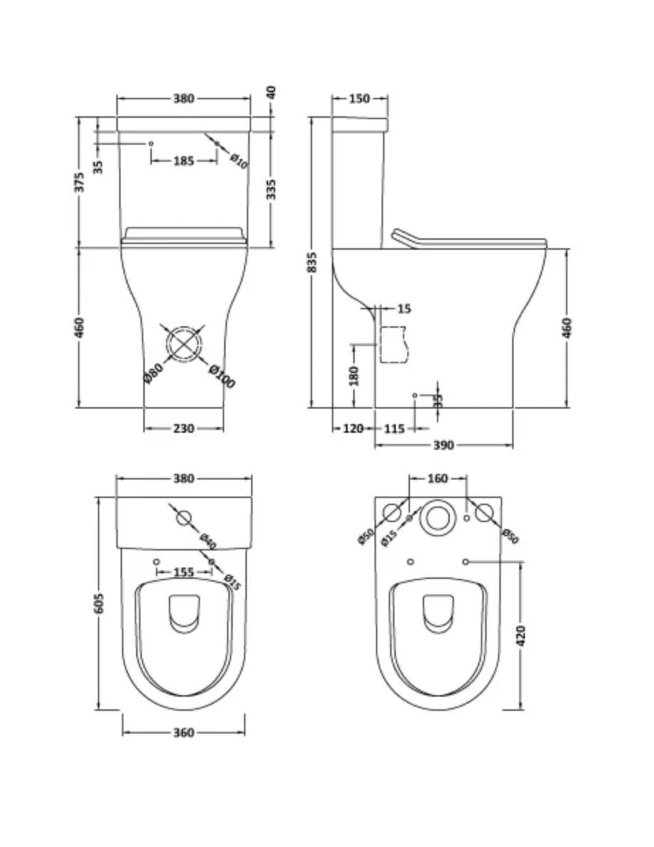 Freya Ceramics - Comfort Height Rimless Toilet Pan, Cistern & Seat
