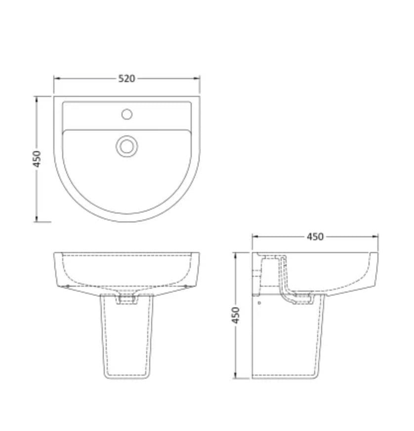 Provost Ceramics - 520mm Basin & Semi Pedestal