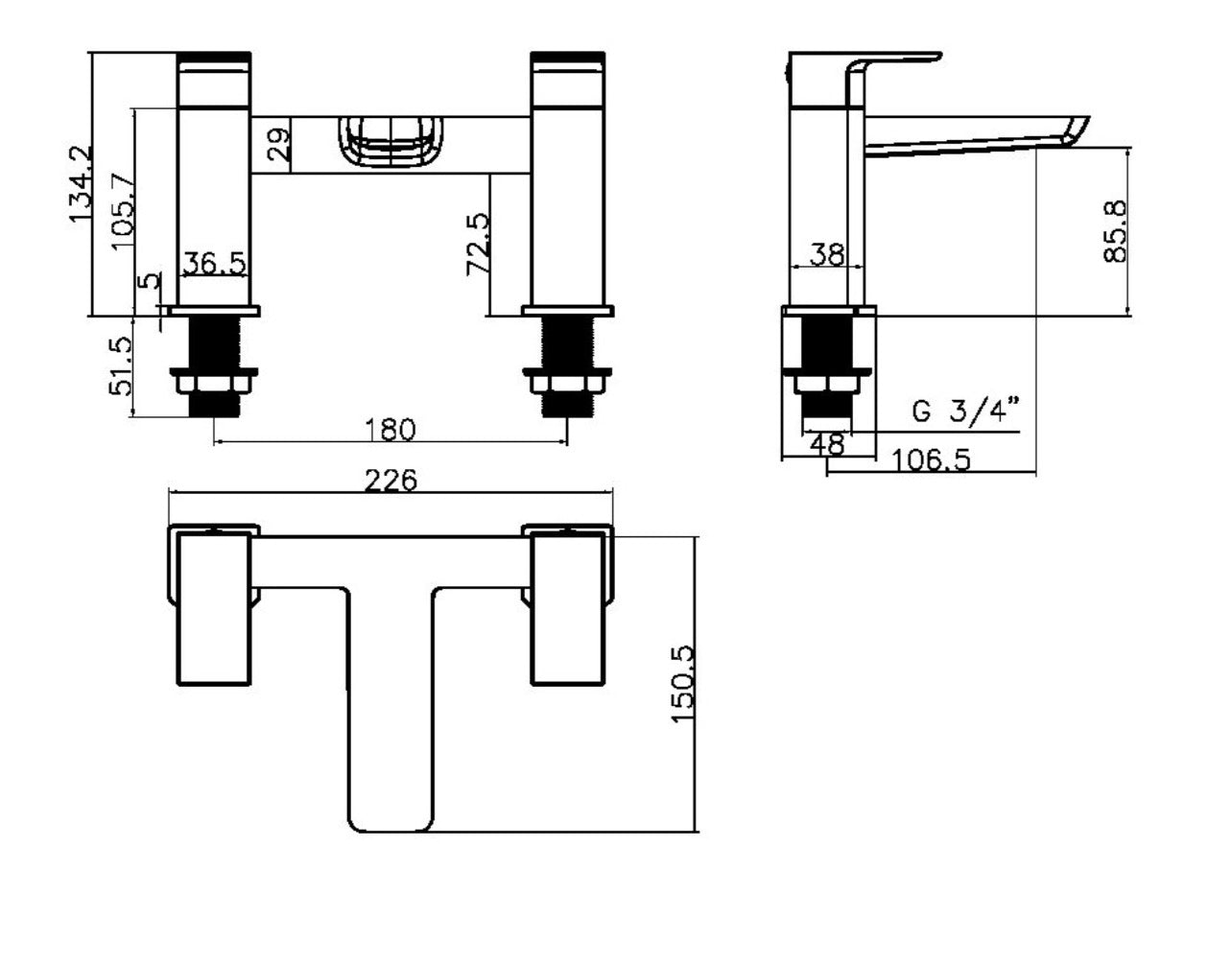 Muro Taps - Bath Filler