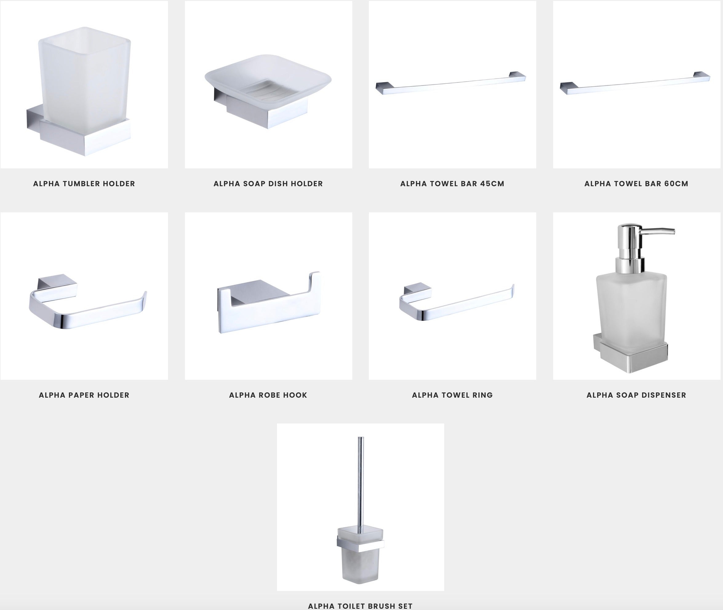 Bathroom Accessories - Alpha Range