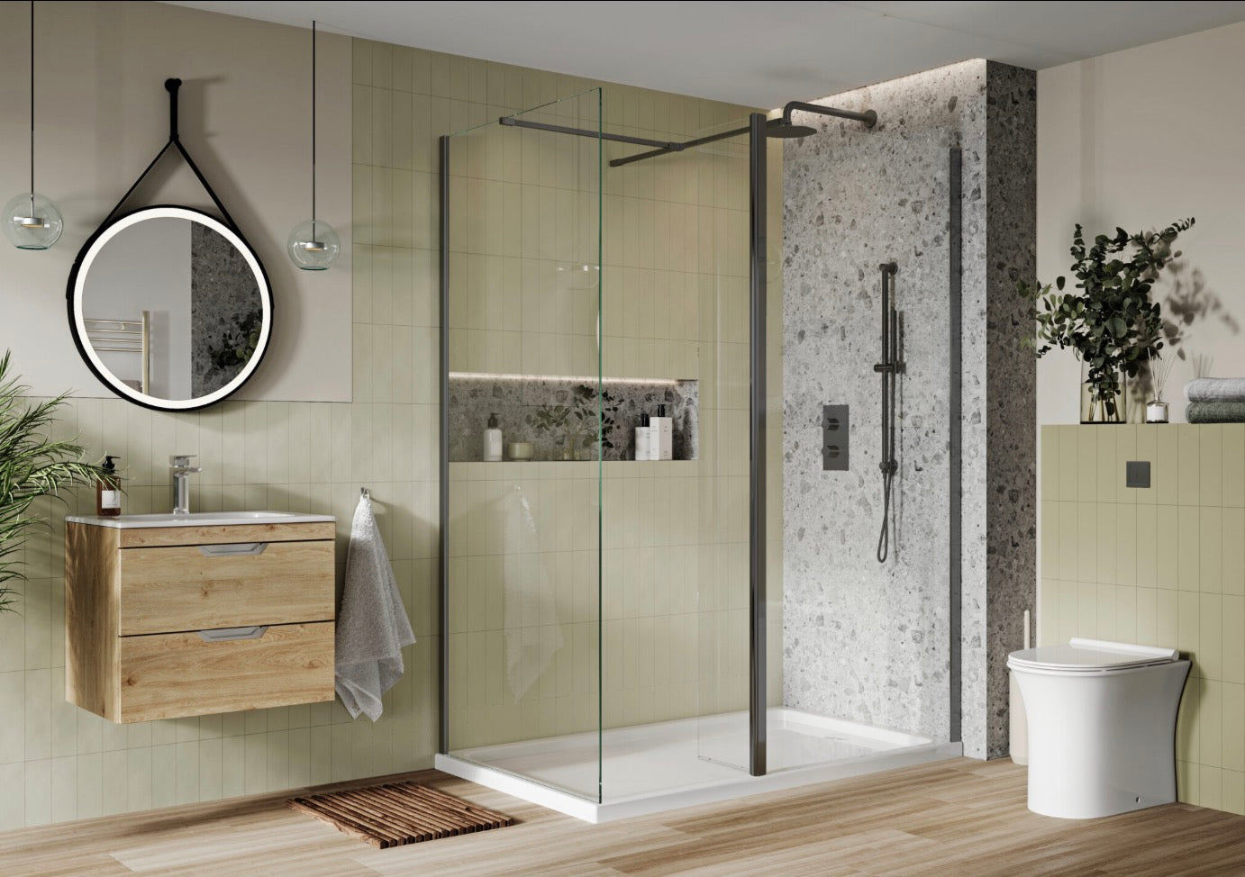 S8 Wetrooms - Wetroom With Gunmetal Profile