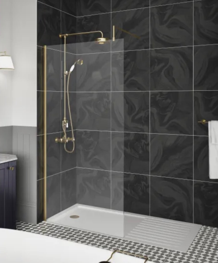8mm Wetroom Screens - Brushed Brass