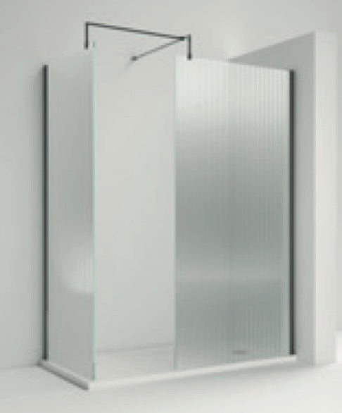 8mm Fluted Wetroom Screens - Brushed Pewter