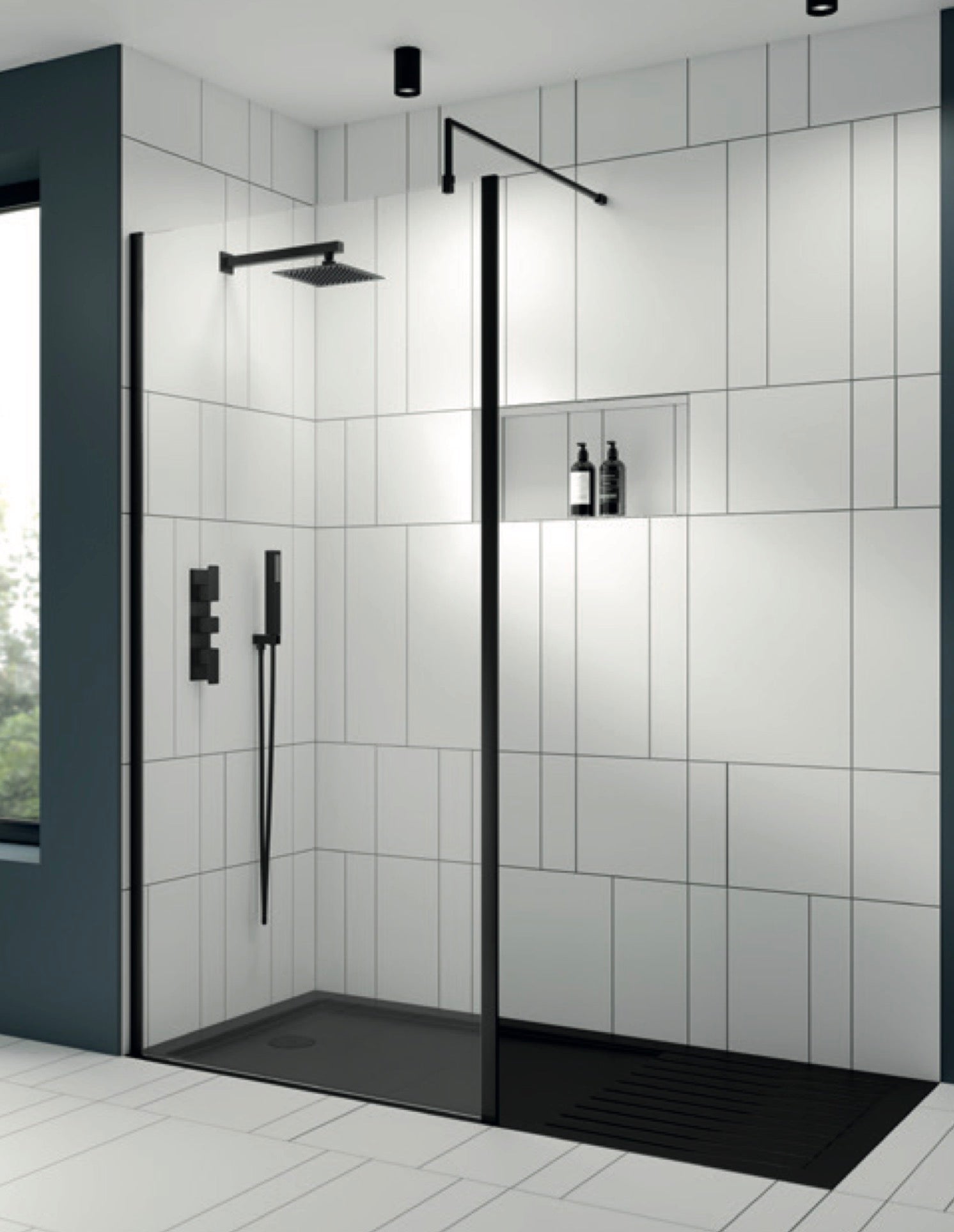 8mm Outer Frame Wetroom Screens - Black