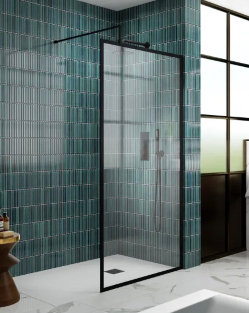 8mm Full Outer Frame Wetroom Screens - Black