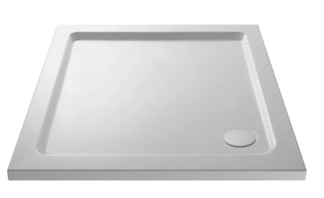 Square Slimline Shower Tray - White