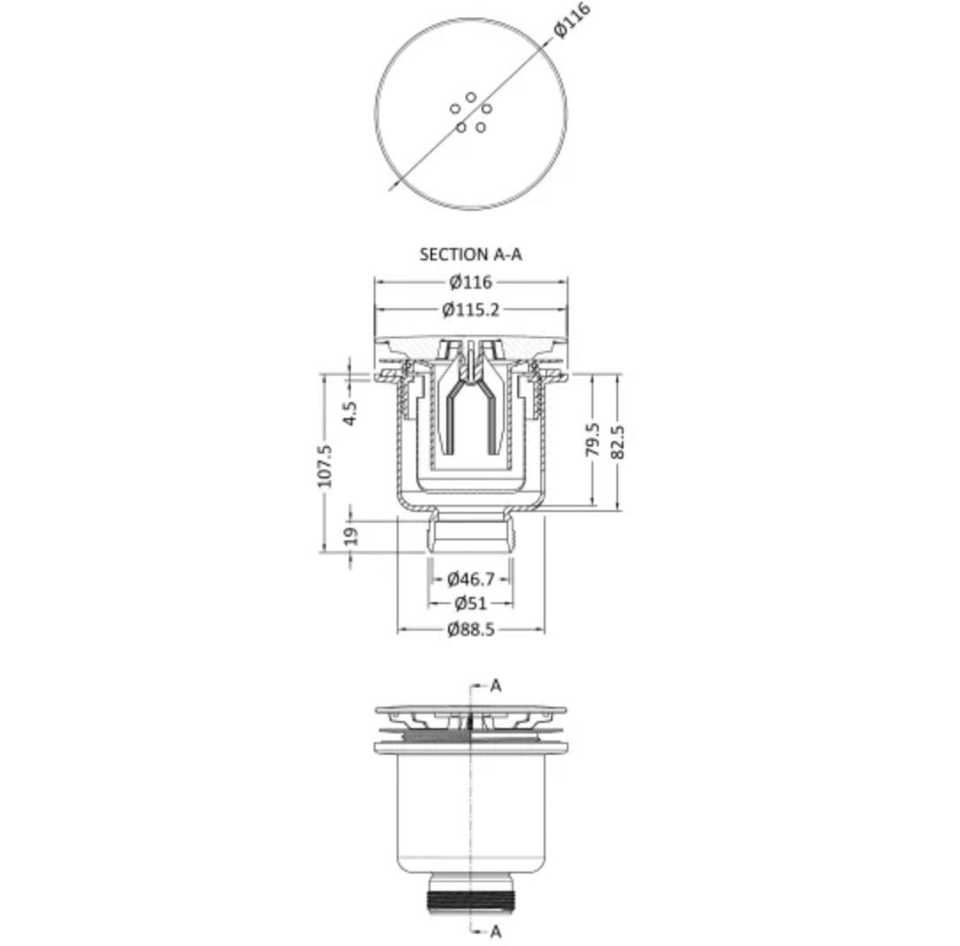 Straight Shower Tray Waste