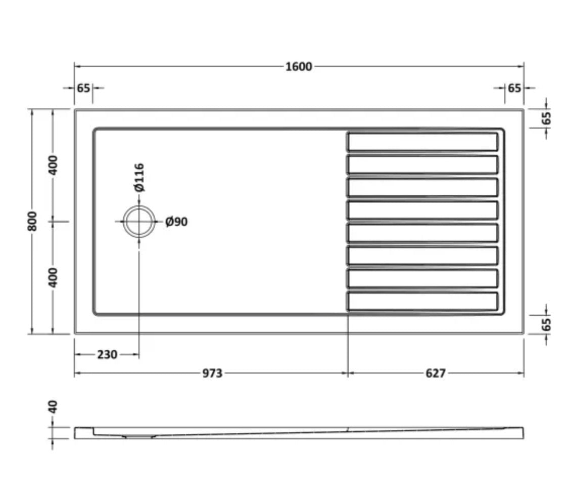 Rectangular Walk-In Slimline Shower Tray 1600 x 800mm