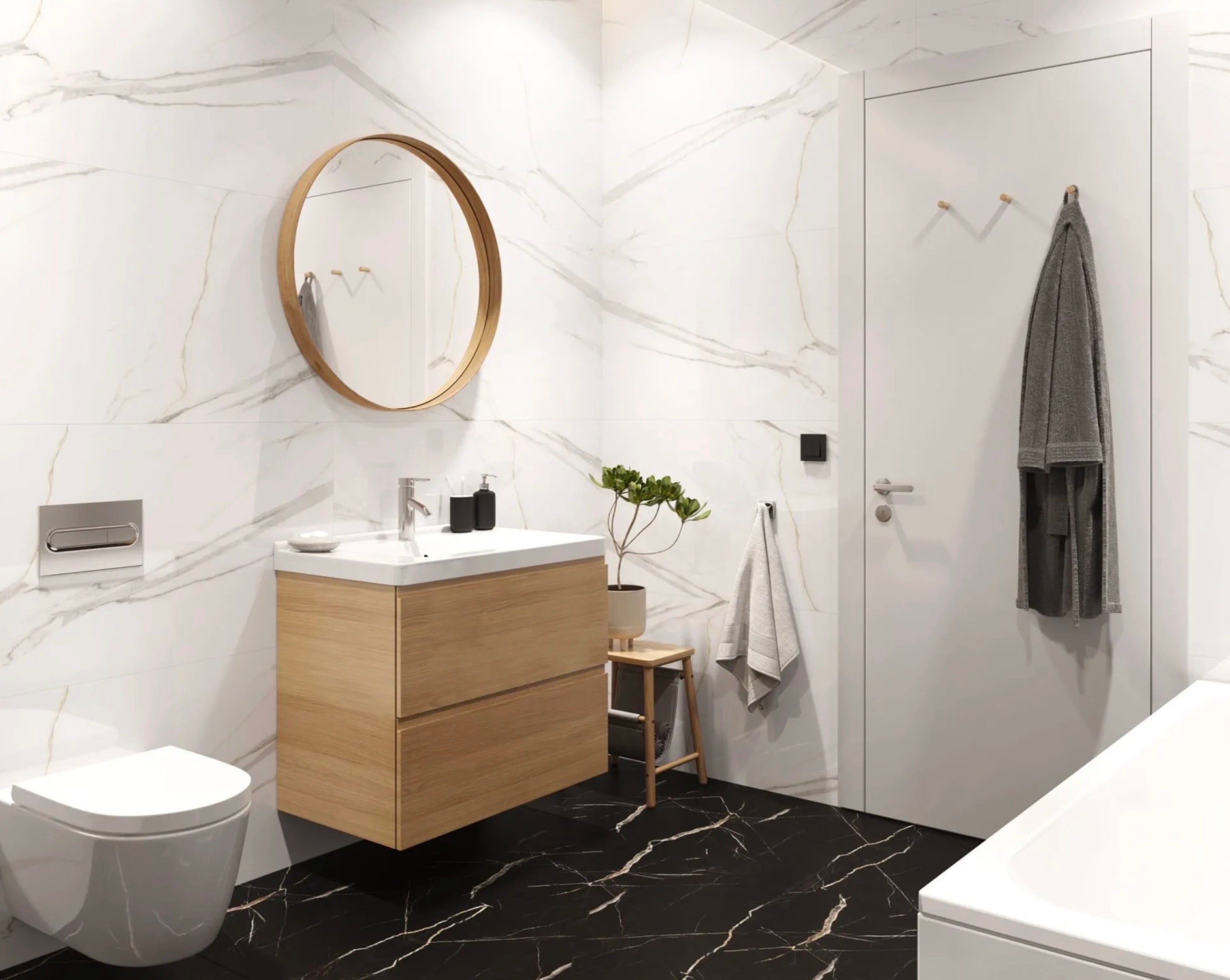 SPC Tile Flooring - Calacatta Black