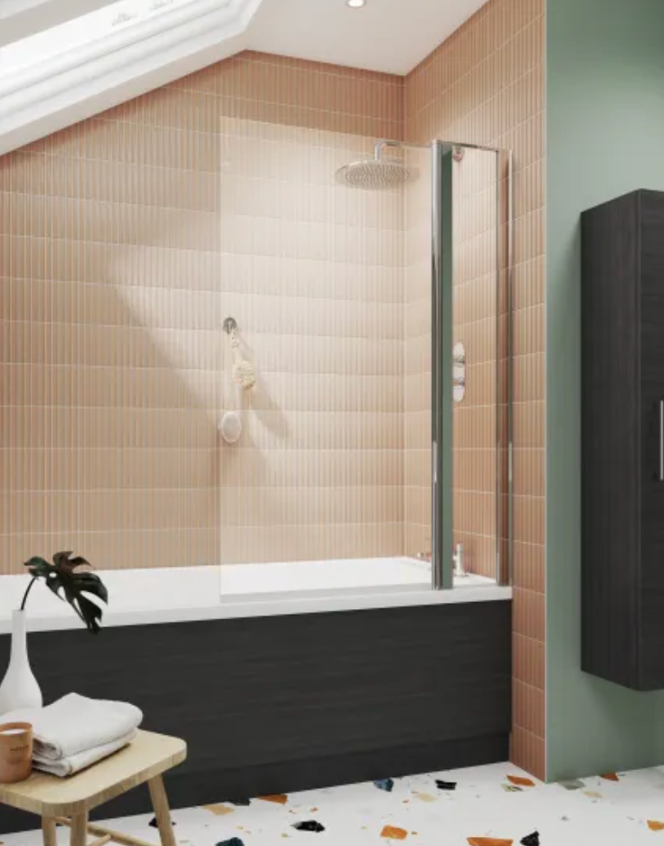 Chrome 6mm Bath Screens - Square Bath Screen With Fixed Panel