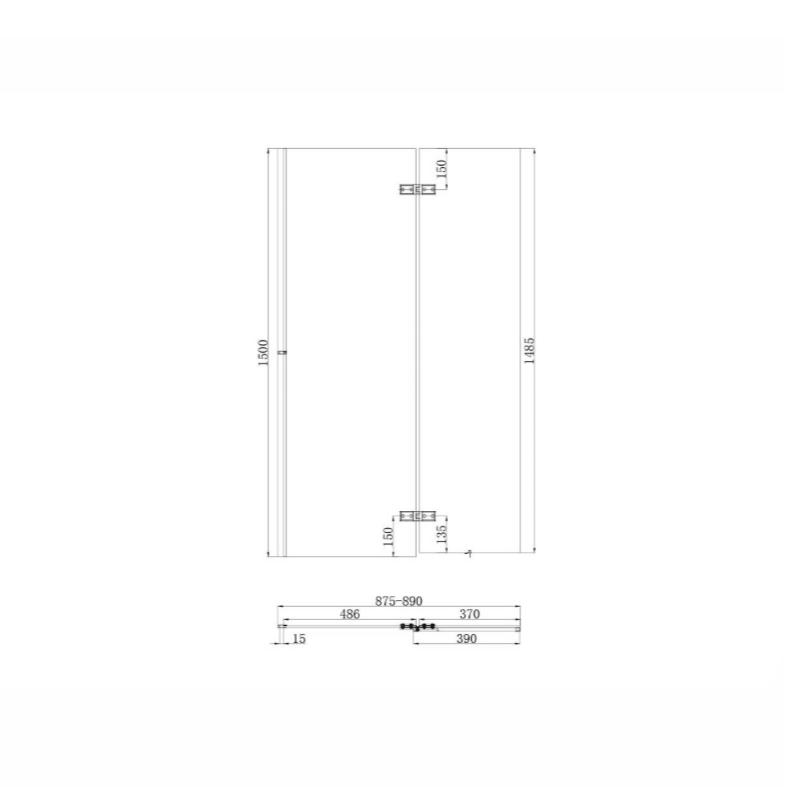 S6 Bath Screens - Black Square 900mm Pivot Bath Screen Including Fixed Panel