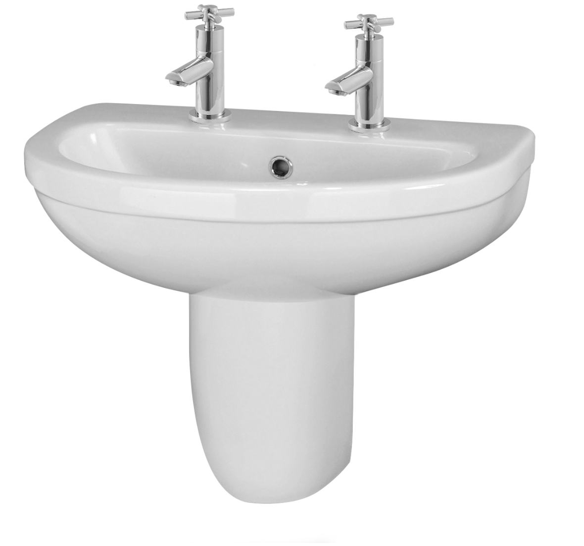 Choice Milo 550mm 2TH Basin & Semi Pedestal