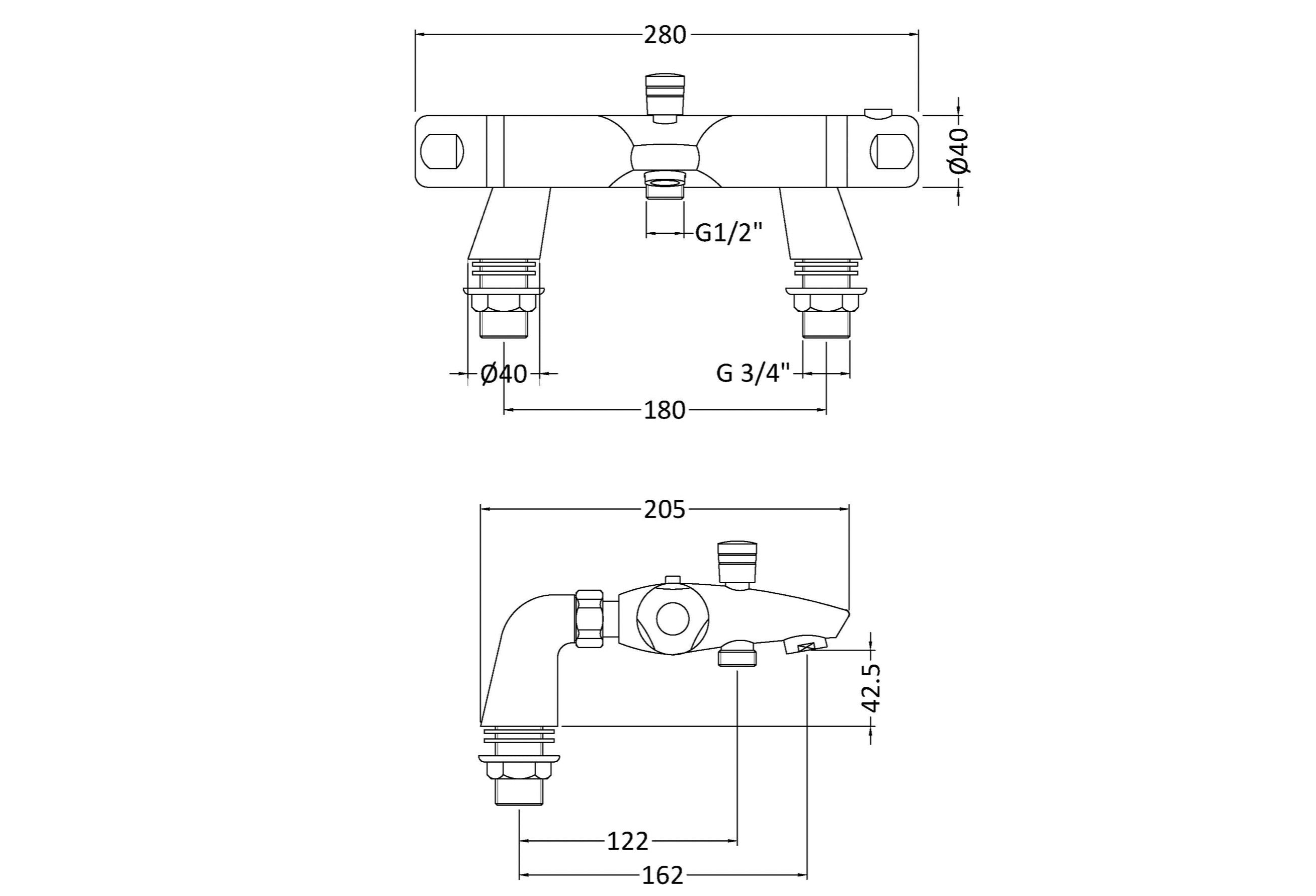 Reef Bar Showers Thermostatic Bath Shower Mixer