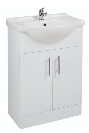 MDF Gloss White Floor Standing Vanity Unit 650mm