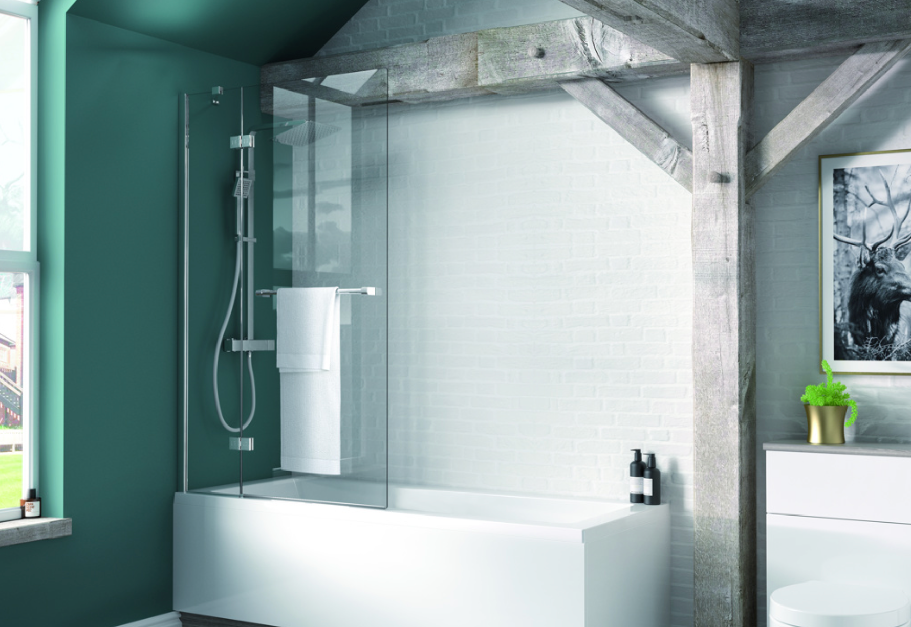 Inspire Two Panel Out-Swing Bath Screen