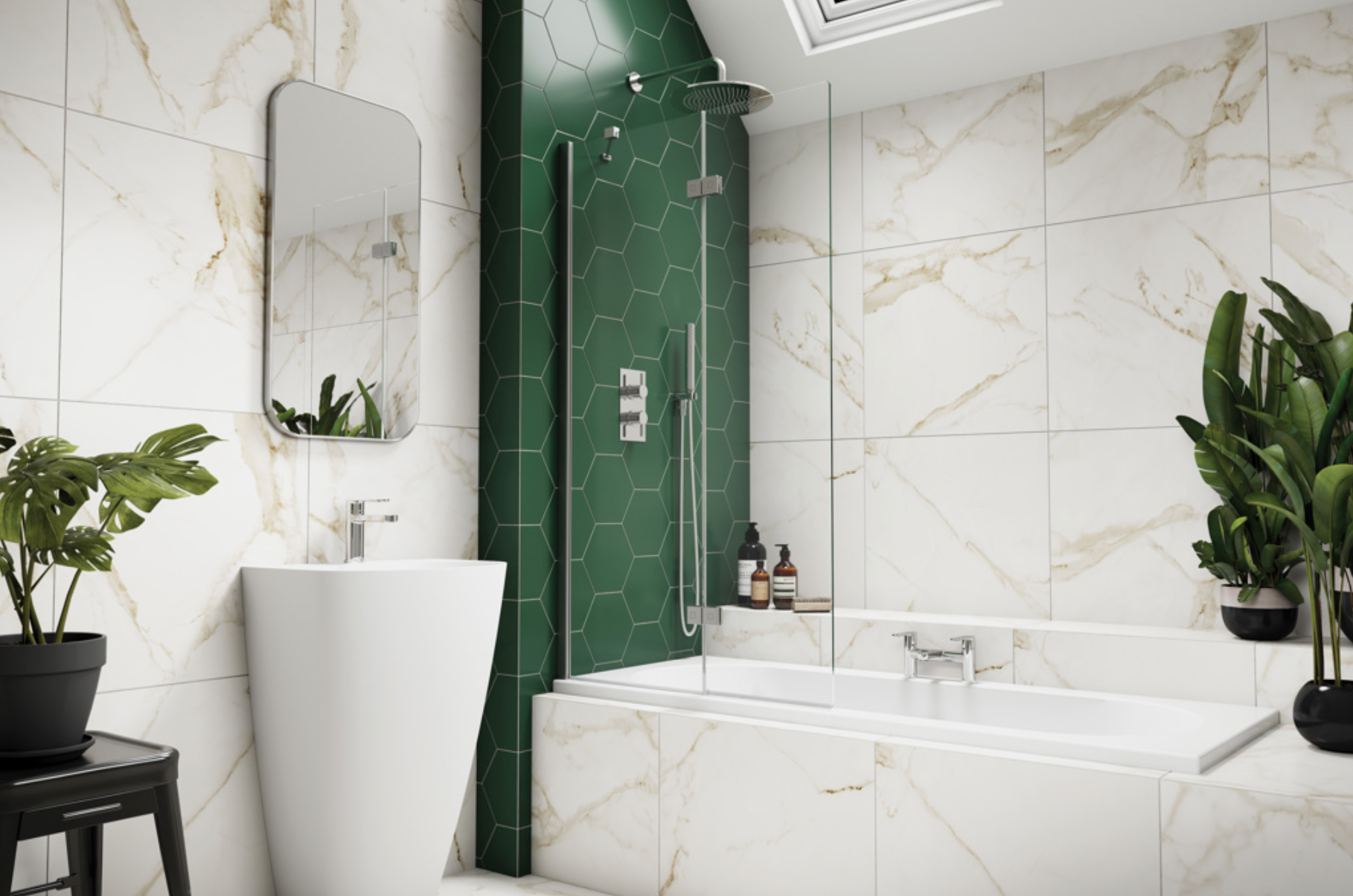 Inspire Two Panel In-Fold Bath Screen