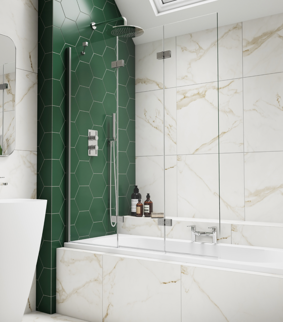 Inspire Three Panel In-Fold Bath Screen