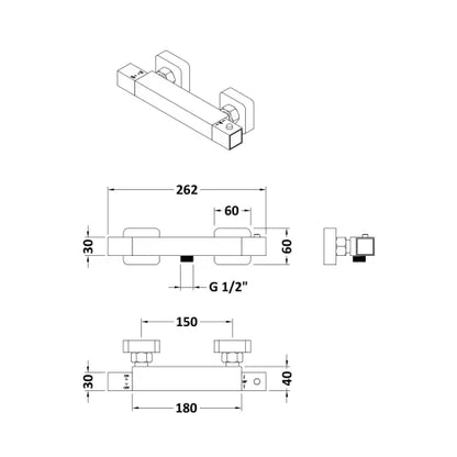 Square Thermostatic Bar Valve