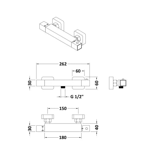 Square Thermostatic Bar Valve