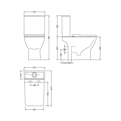 Ava Rimless Pan & Cistern Sandwich Seat Included