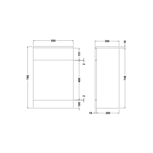 Mayford Floor Standing Slim WC Unit 500mm