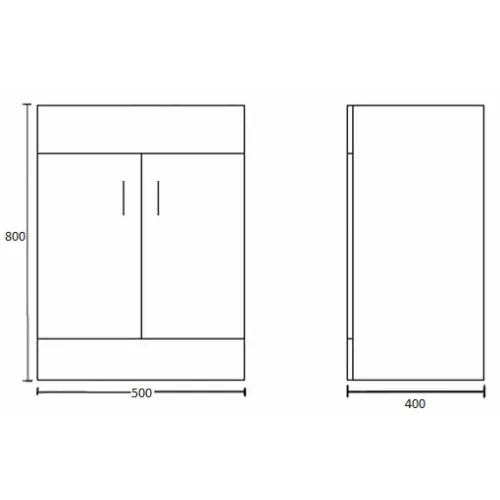 Eden Floor Standing 2 Door Vanity Unit with Mid-Edge Basin 500mm