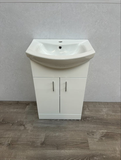 Damaged - Lanza 550 White Gloss Basin unit with ceramic basin