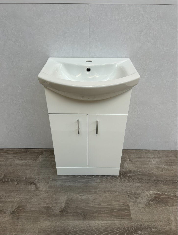 Damaged - Lanza 550 White Gloss Basin unit with ceramic basin