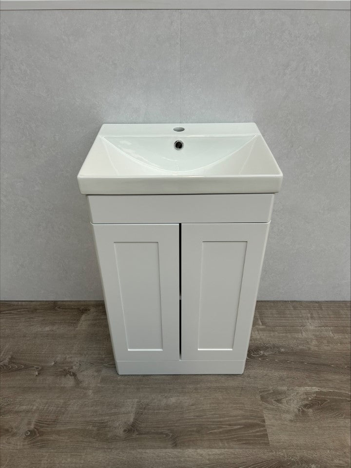 Ex display - Classique 500 2-Door Vanity Unit & Basin 1TH - Satin White