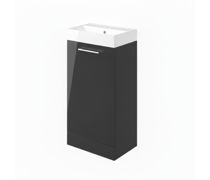 Bathroom Bundle | Volta 410mm F/S Basin Unit & C/C Toilet Pack - Anthracite Gloss