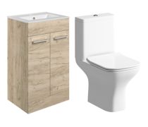Bathroom Bundle | Volta 510mm Floor Standing Unit & Close Coupled WC Pack - Oak