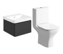 Bathroom Bundle | Cosmos 500mm Basin Unit & Rimless Close Coupled WC Pack - Matt Black