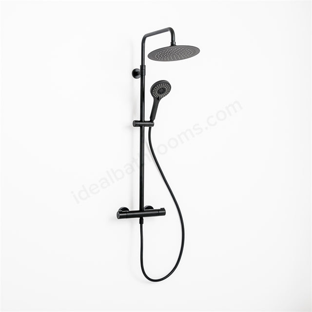 CLEARANCE - Matt Black Extendable Thermostatic Shower Dual Outlet