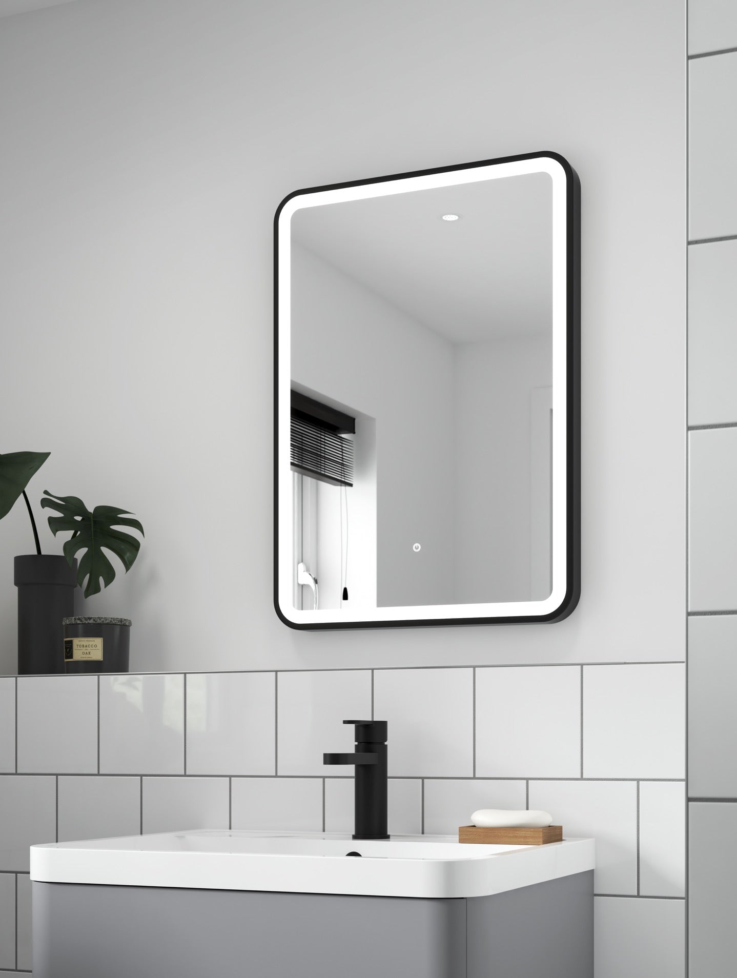 Hydrus Black Framed LED Mirror 700x500