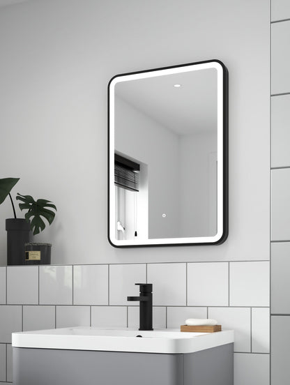 Hydrus Black Framed LED Mirror 700x500