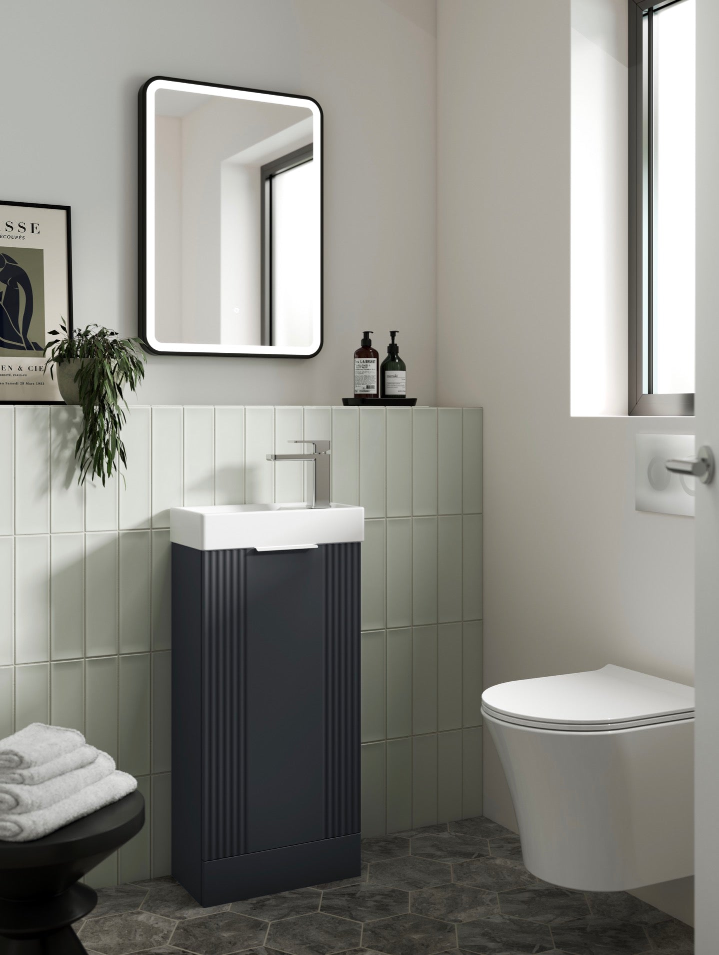 Hydrus Black Framed LED Mirror 700x500