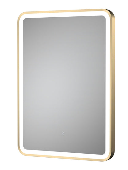 Hydrus Brush Brass Framed LED Mirror 700x500