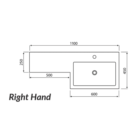 Lili Furniture Range - 1100 Right Hand Basin