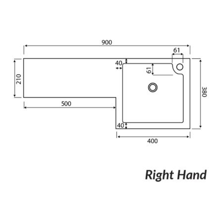 Lili Furniture Range - 900 Right Hand Basin