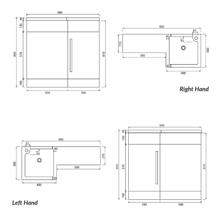 Lili Furniture Range - 900 Basin Unit