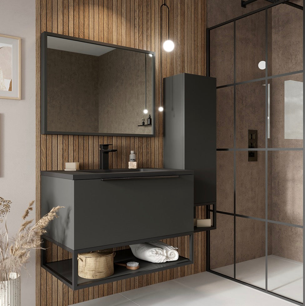 Ambience Furniture Range - Black Frame With Dual Colour Shelf 30x25