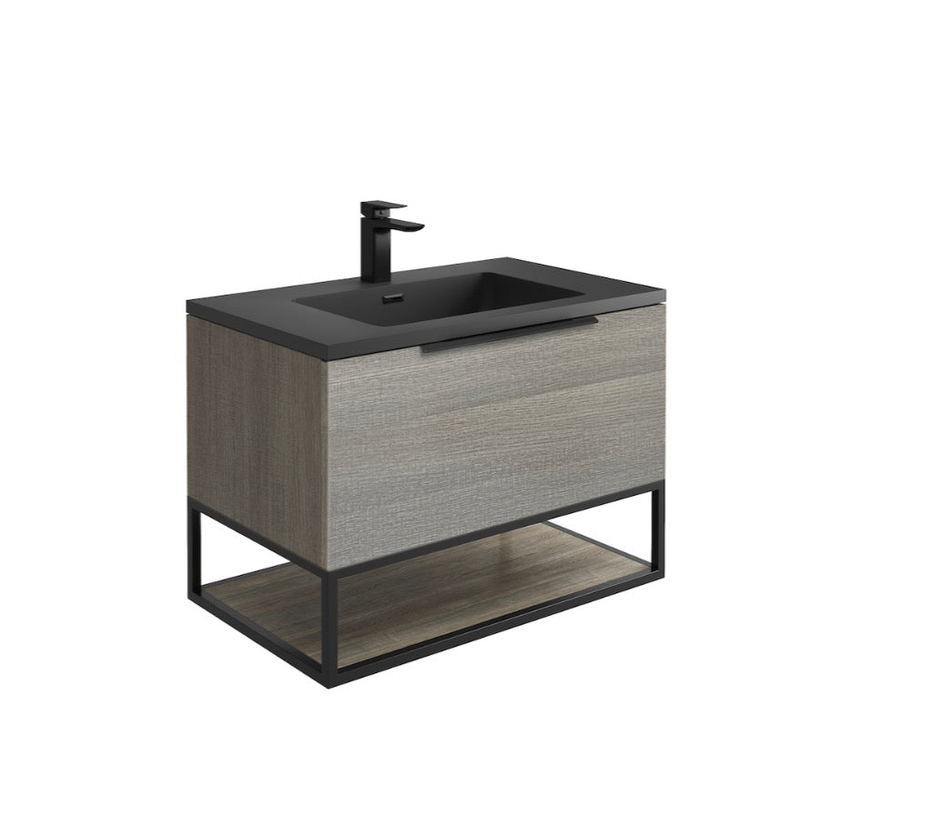 Ambience Furniture Range - Black Frame With Dual Colour Shelf 80x48